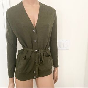 J. crew olive waist 100% merino wool Ballerina cardigan XXS